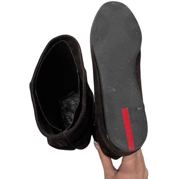 Prada 2009 Brown Suede Slouch Boots size 5/35 - Picture 2 of 5